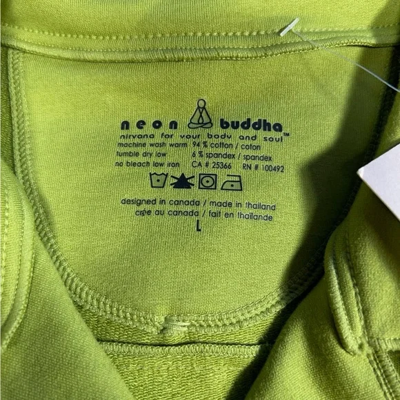 Neon Buddha Lg Jersey Cotton Blend Stretch Artsy BOHO Lg Buttons Raw Edges Large - Picture 3 of 4